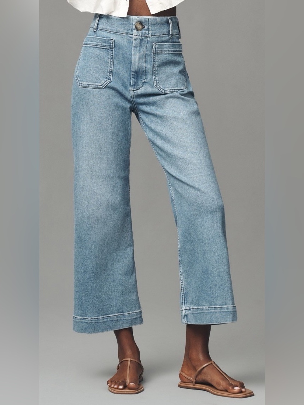 Anthropologie Colette Cropped Wide-Leg Jeans Maeve New 30 Light Blue